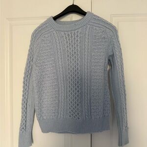 J. Crew Soft Blue Cable Knit Sweater